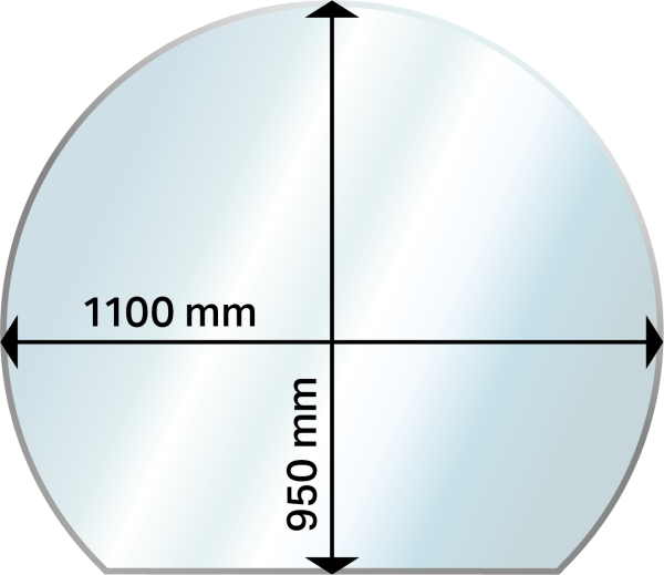 Aduro Glasbodenplatte 1100x950mm rund mit Hinterkante